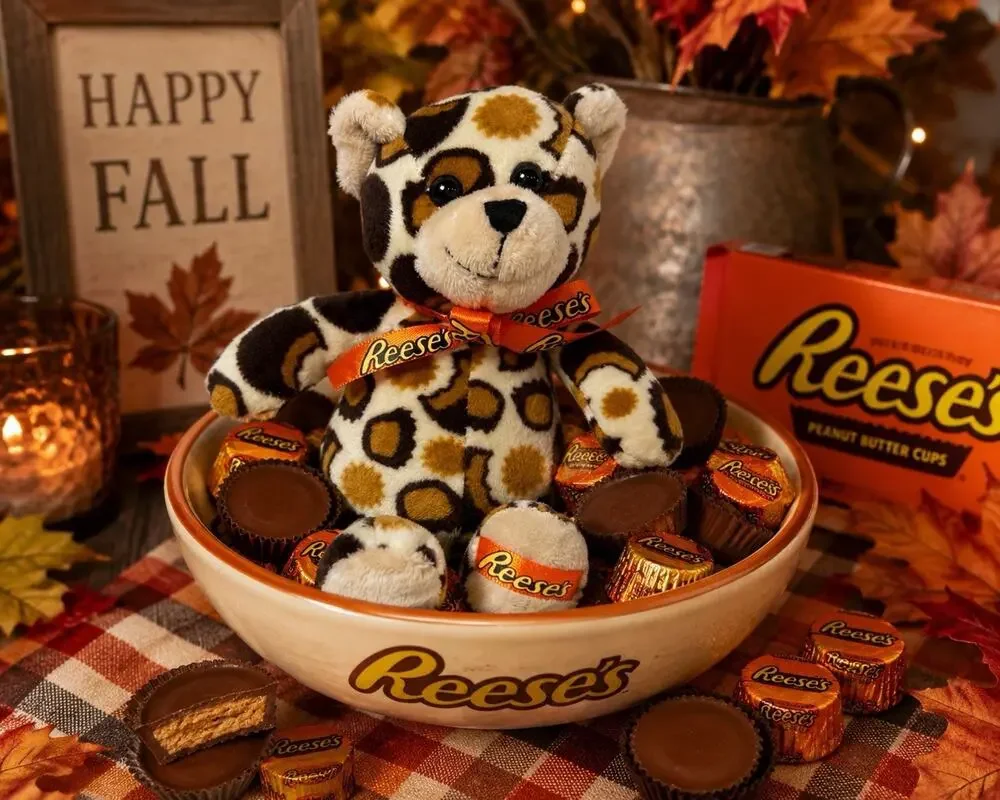 Reese’s Leopard Print Plush Bear 6” Candy Advertising Stuffed Animal Toy